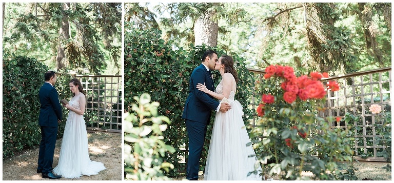 modern urban wedding in toronto, romantic first look and personal vows at gairloch gardens, wedding photos in liberty village