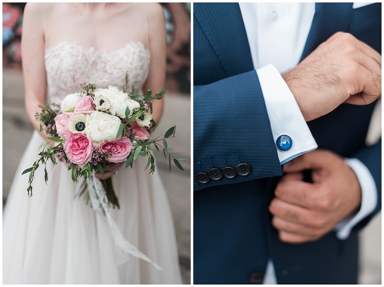 modern urban wedding in toronto, romantic first look and personal vows at gairloch gardens, wedding photos in liberty village