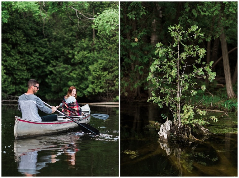 Beautiful landscape on the water during Rockwood Engagement Session