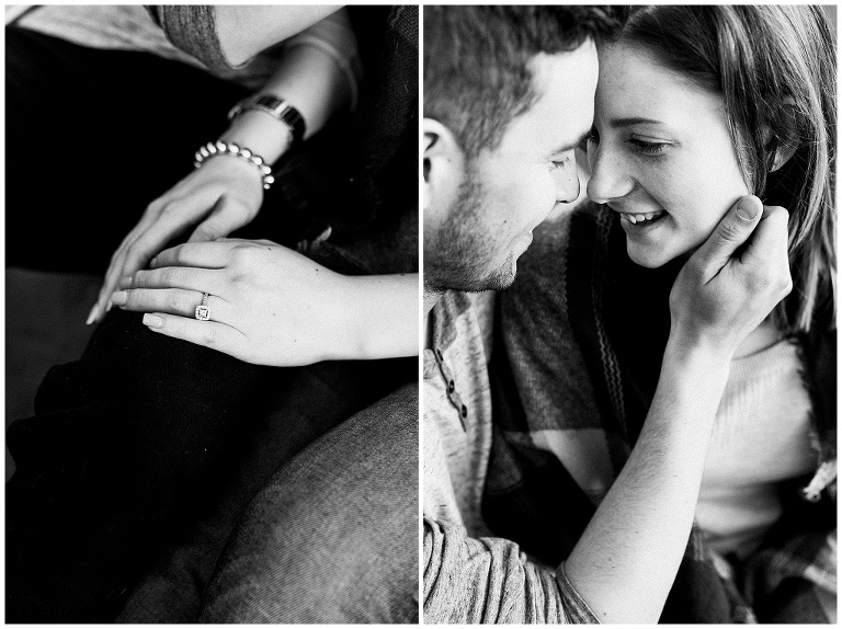 Close up of couple looking at each other during Rockwood Engagement session