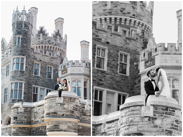 Bride and groom portraits with the castle in the background