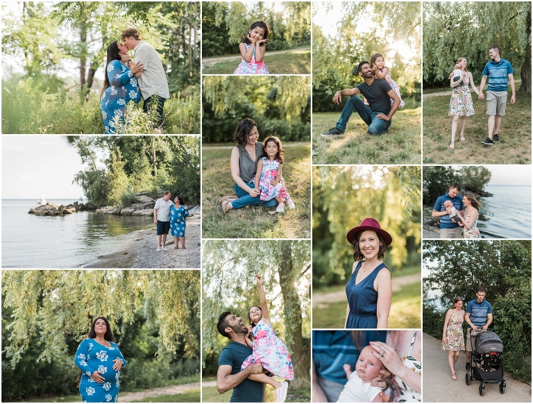 Various families photographed at Jack Darling Park in the summer in Mississauga