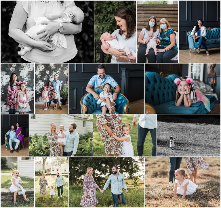 Various families being photographed in the Greater Toronto Area by Caitlin Free Photography