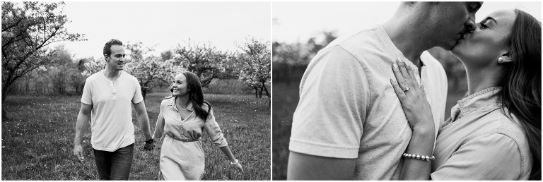 Couple who is in love and free spirited have fun during their engagement session