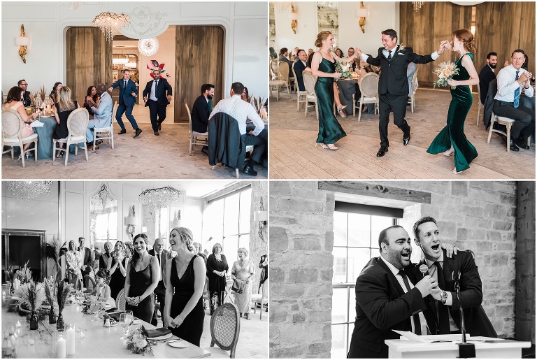 4 photos of the entrances at Elora Mill wedding in The Grand at The Granary
