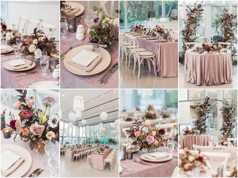 Photos of reception details and decor by Fable Floral Designs, laurs olsen events