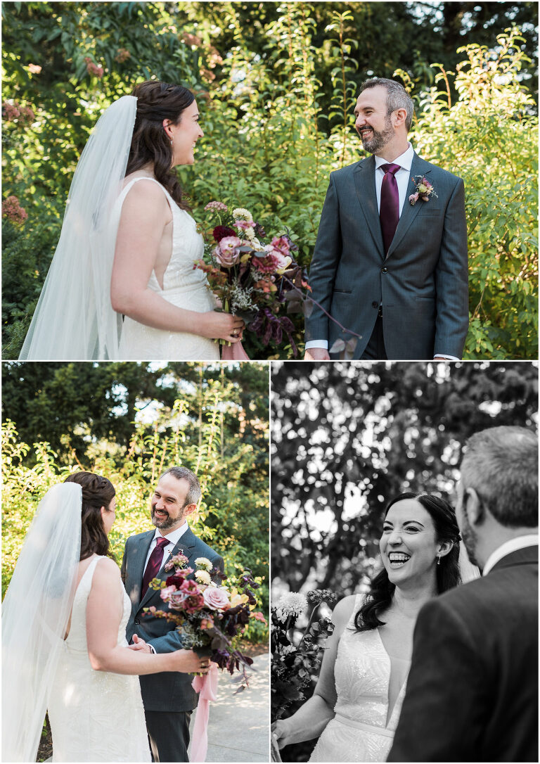 Wedding first look at Rock Garden by Royal Botanical Gardens