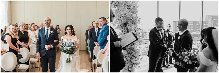 Bride walking into ceremony with her dad on her wedding day