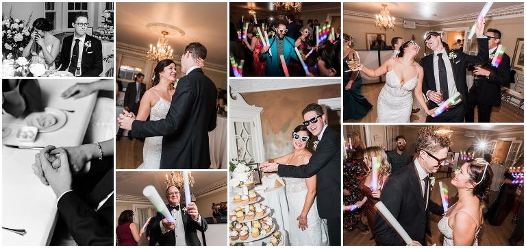 Paletta mansion wedding with bride and groom dancing, cutting their cake, guests dancing and everyone having fun