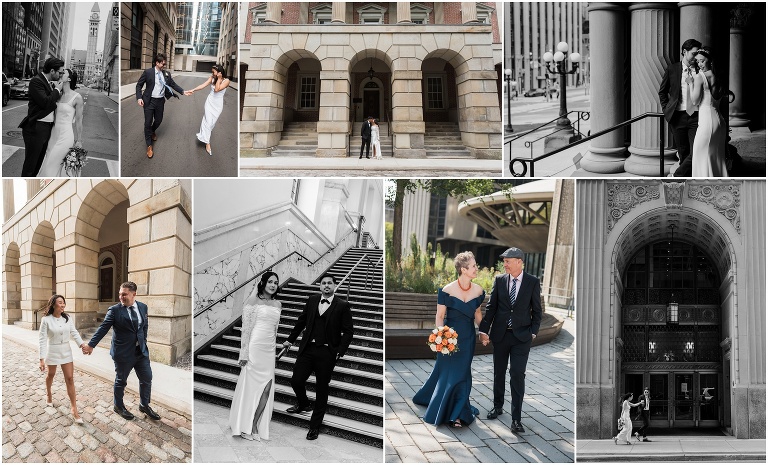 Collage of various different photo locations for Toronto City Hall wedding